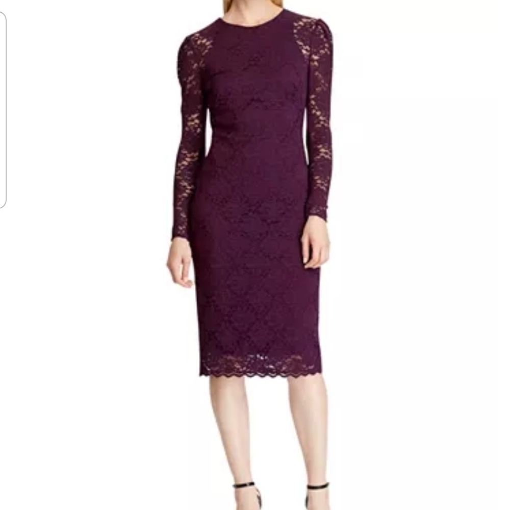 Ralph Lauren Purple Foral Lace Dress
